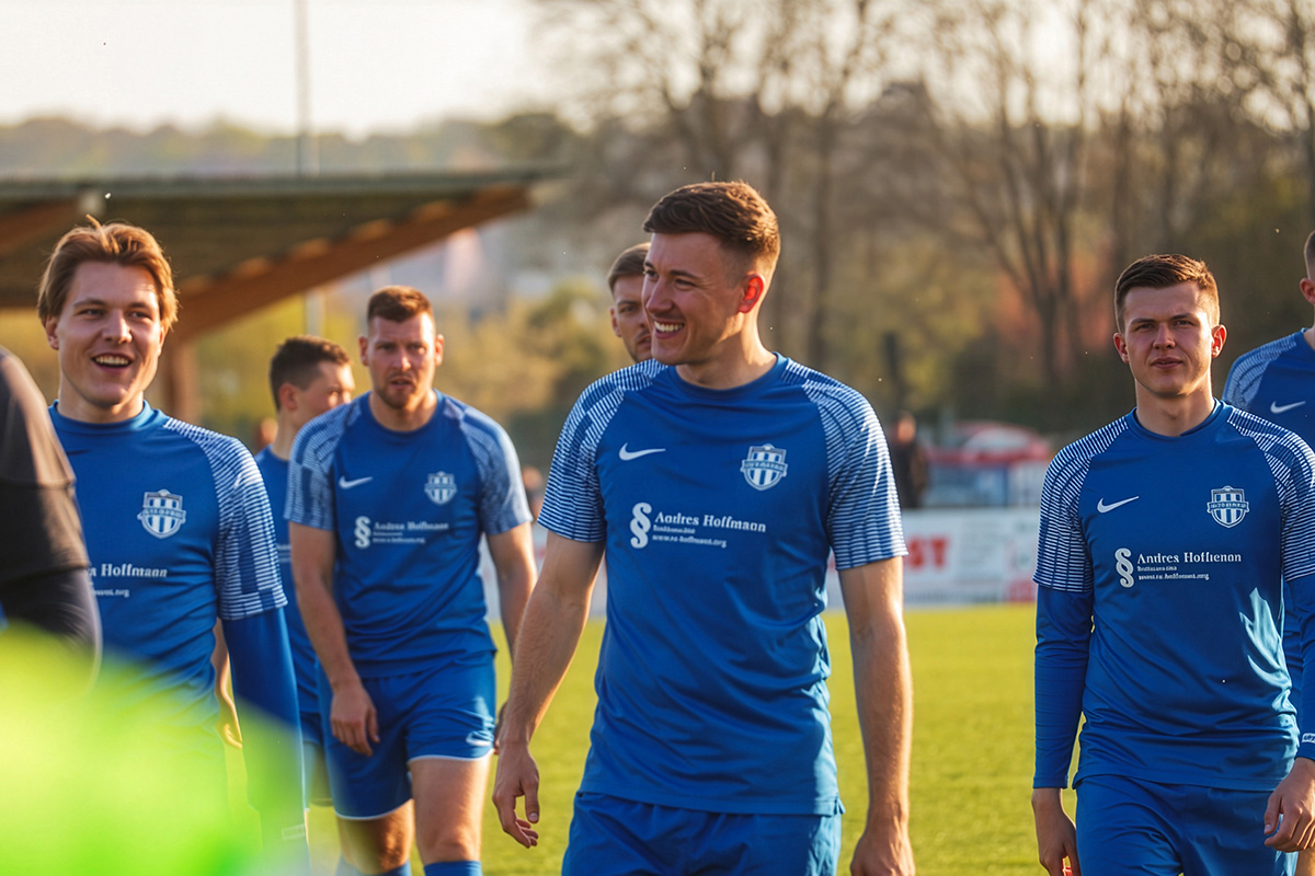 Spieler des FC Hettstedt gemeinsam auf dem Fußballplatz